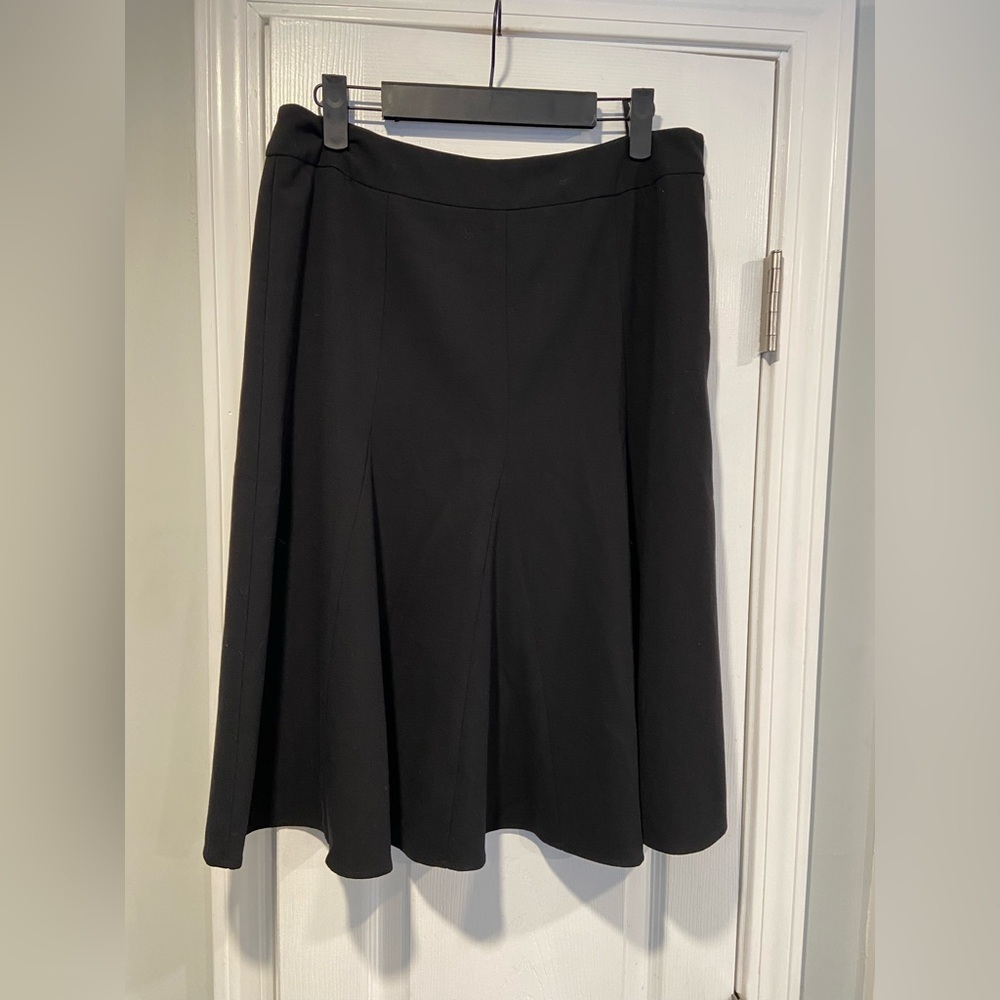 Emma James Size 12 Black Tulip Hem Stretch Side Zip Midi Skirt - Picture 1 of 7
